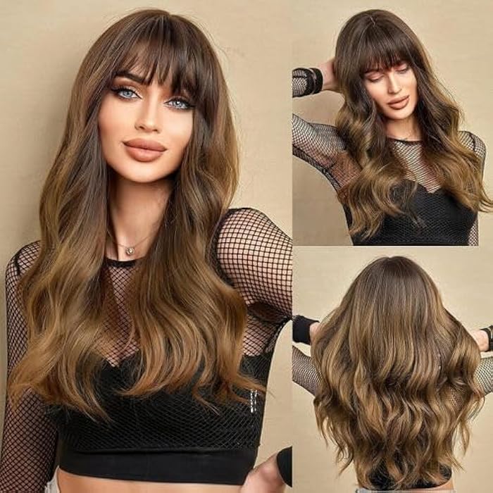 DILLARDS Long Wavy Wig Heat Resistant Natural Looking Wig With Bangs - Image 1